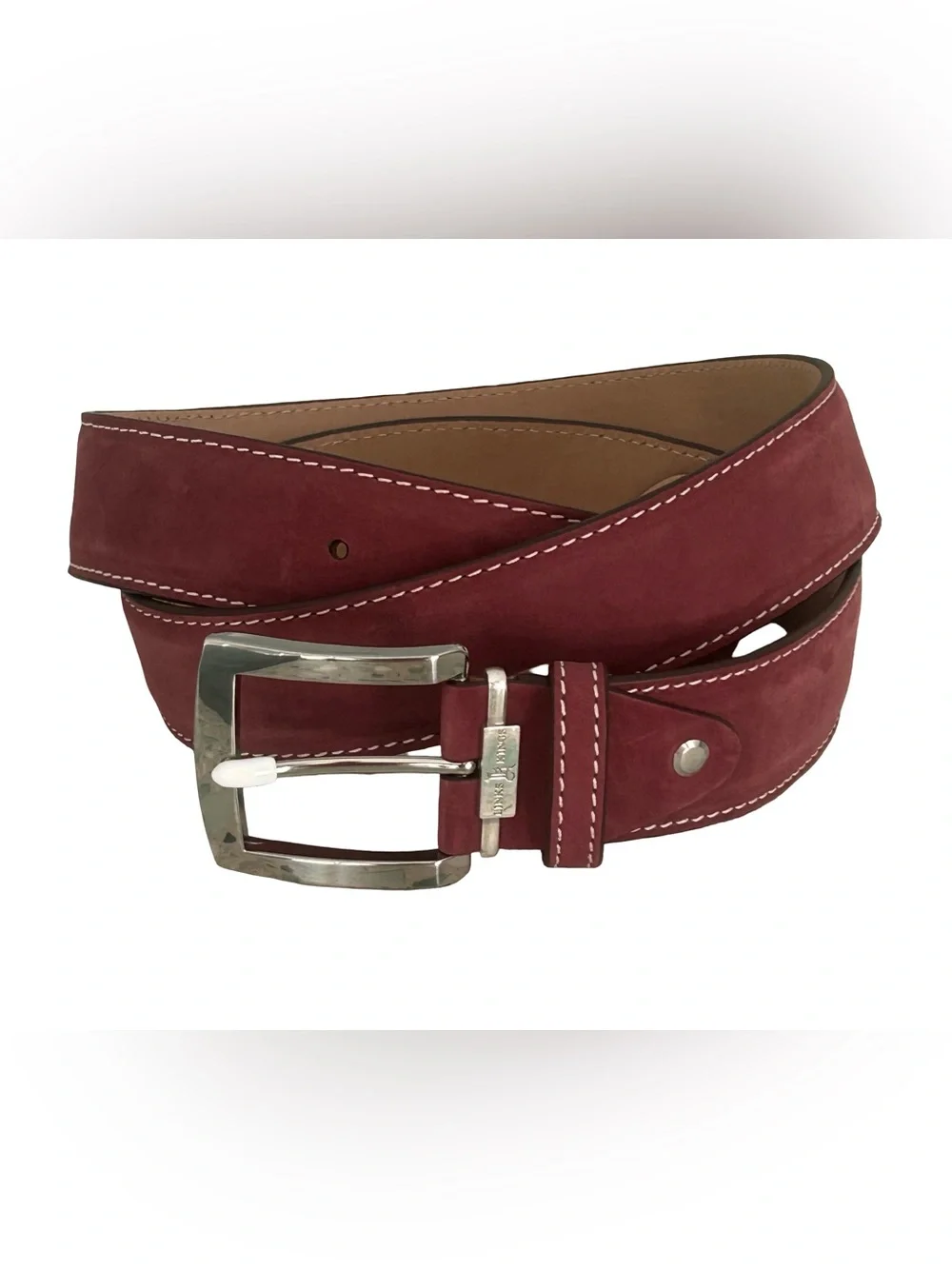 Links & Kings Italian Nubuck Leather Golf Belt Burgundy Handcrafted 50 XL XXL 46